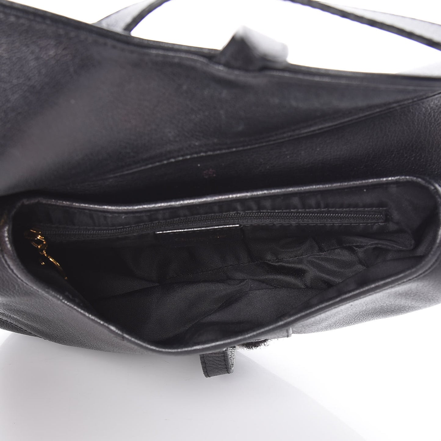 Grained Calfskin Saddle Bag Black