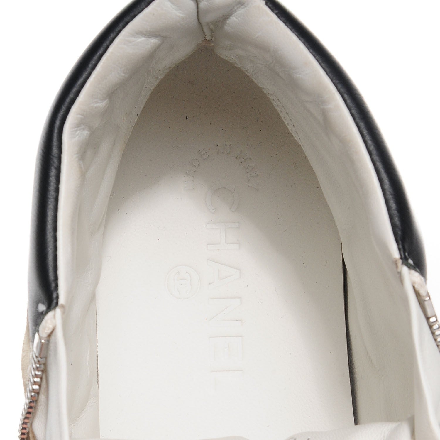 Chanel Calfskin Suede Zipped Sneakers Beige Clair Black 41 8 of 8