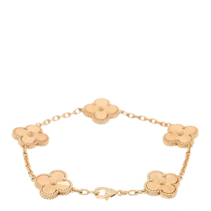 Van Cleef & Arpels 18K Yellow Gold 5 Motifs Guilloche Vintage Alhambra Bracelet 2 of 4