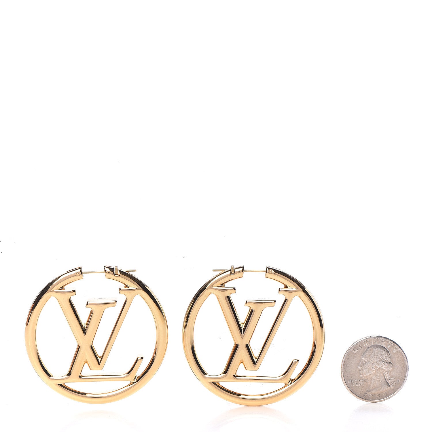 Louis Vuitton Metal Louise Hoop Earrings Gold 2 of 5