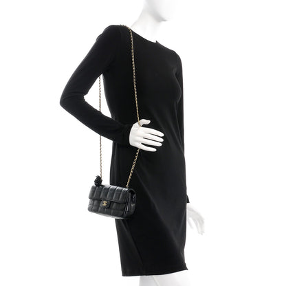 Chanel Lambskin Quilted Mini Chocolate Bar Camellia Flap Black 2 of 9