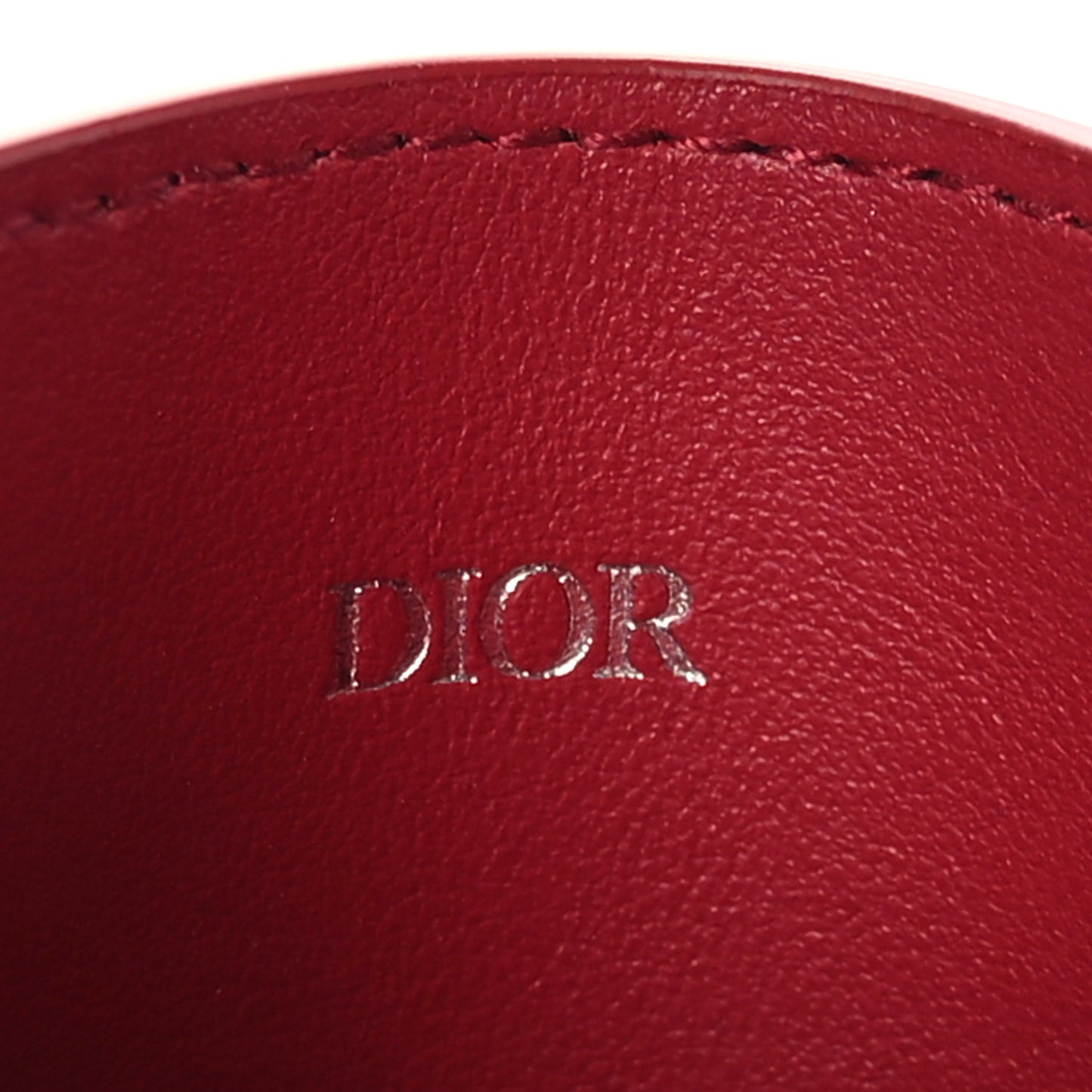 Calfskin Oblique Galaxy Perforated Card Holder Red White