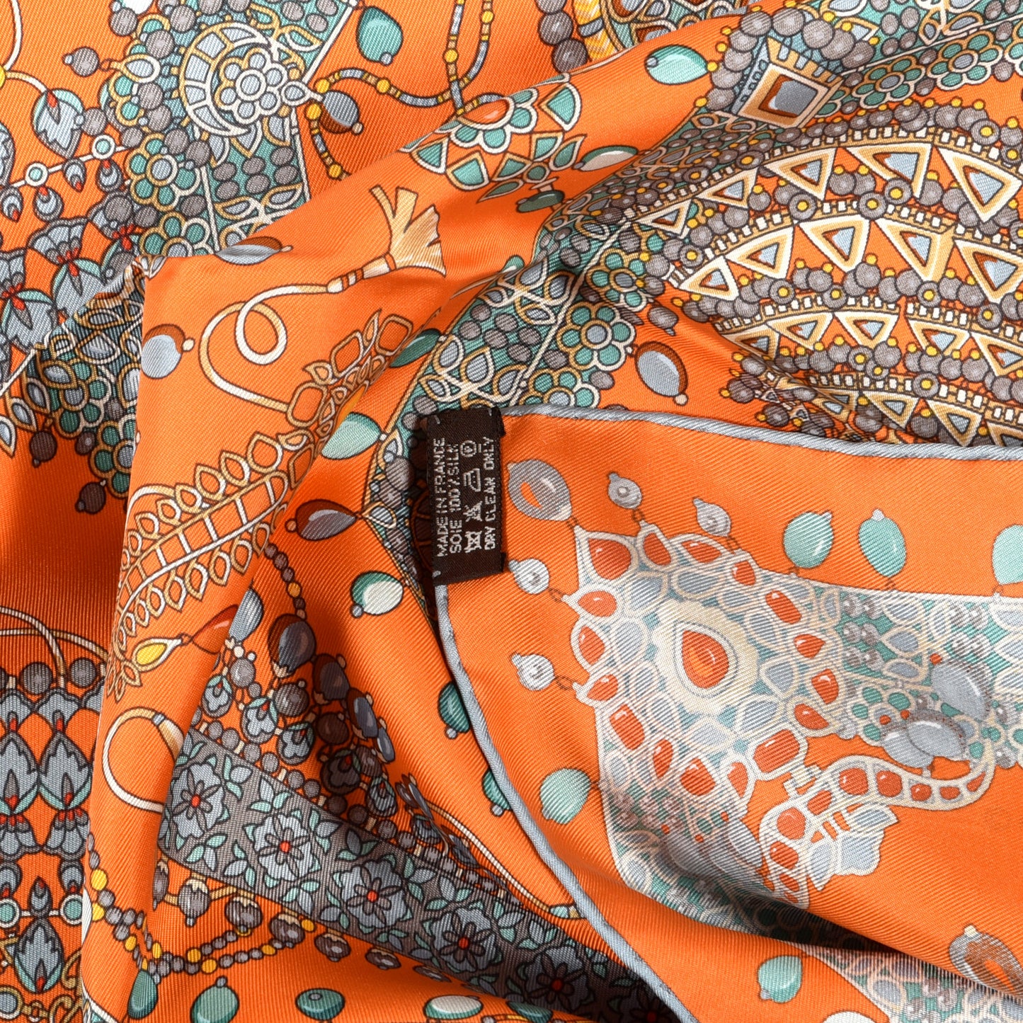 Silk Parures Des Maharajas Scarf 90 Orange Vert De Gris
