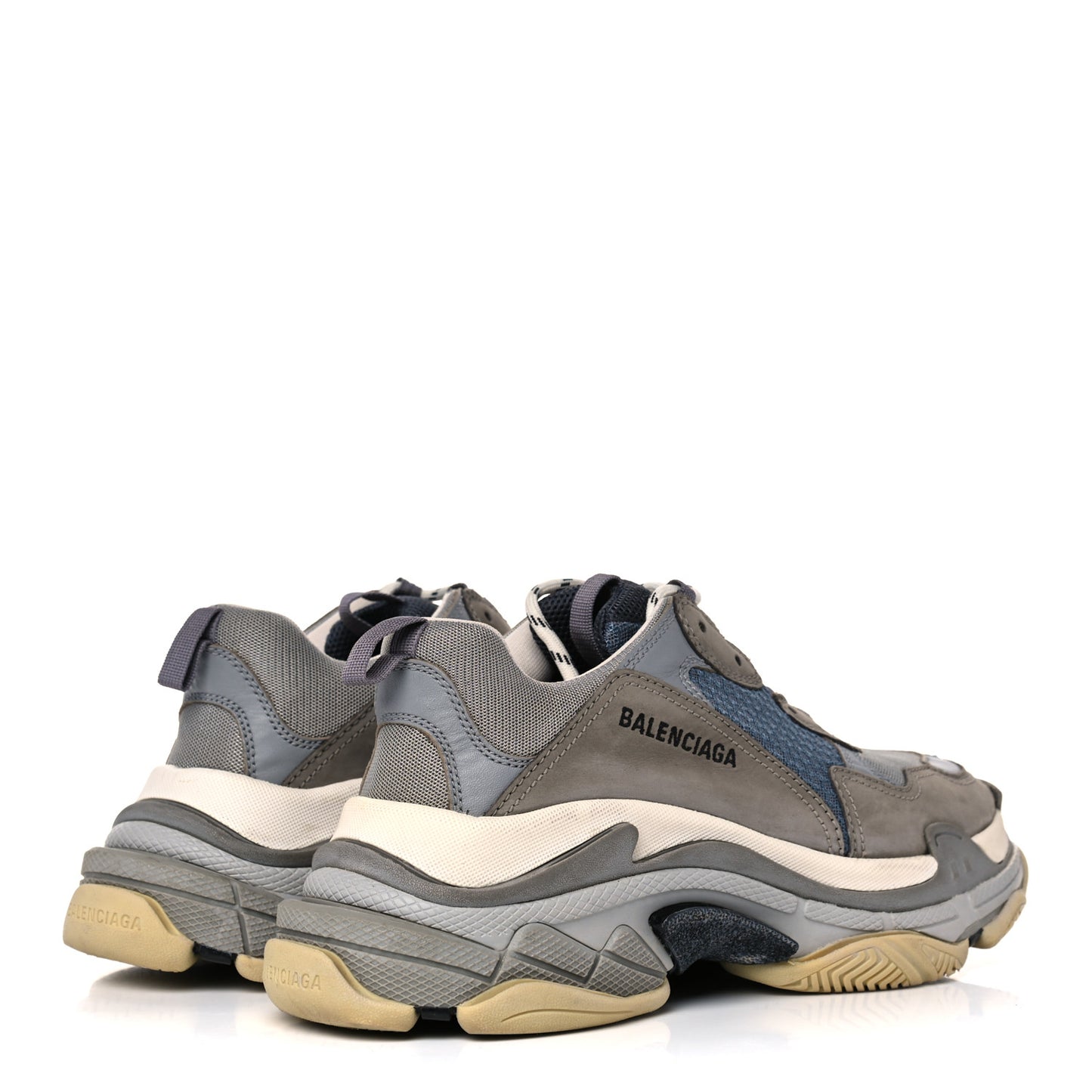 Fabric Mesh Mens Triple S Sneakers 41 Beige Bleu Gray