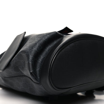 Gucci Soft GG Supreme Monogram Calfskin Web Double Buckle Backpack Black 9 of 10