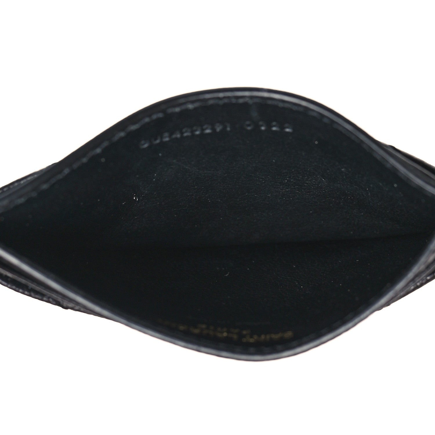 Saint Laurent Grain De Poudre Matelasse Chevron Monogram Credit Card Case Black 5 of 8