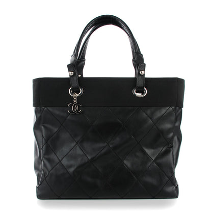 Chanel Coated Canvas Quilted Large Paris Biarritz Tote Black 1 of 7