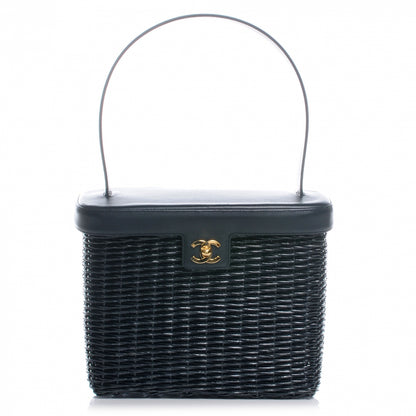 Chanel Straw Bag Navy 1 of 8