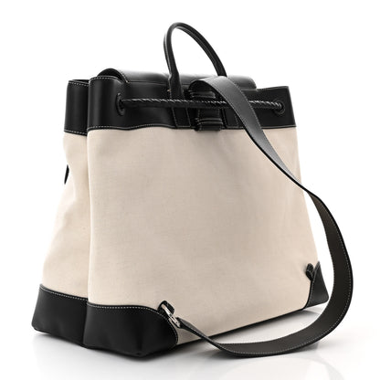 Bottega Veneta Washed Canvas Calfskin Large Andiamo Backpack Natural Black 3 of 11