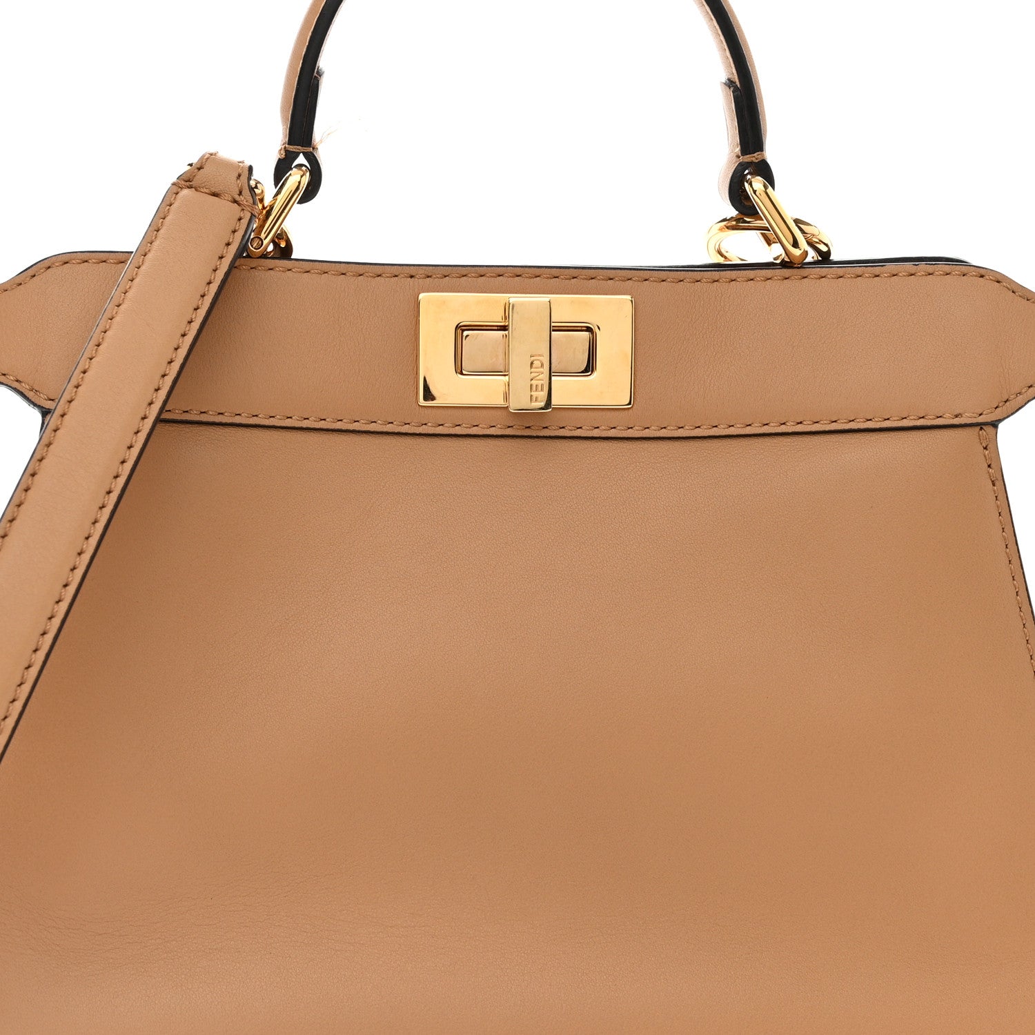 Fendi Vitello Seta Nappa Bi-Color Small Peekaboo I SEE U Satchel Miele Scuro Light Rose Ghianda 8 of 10