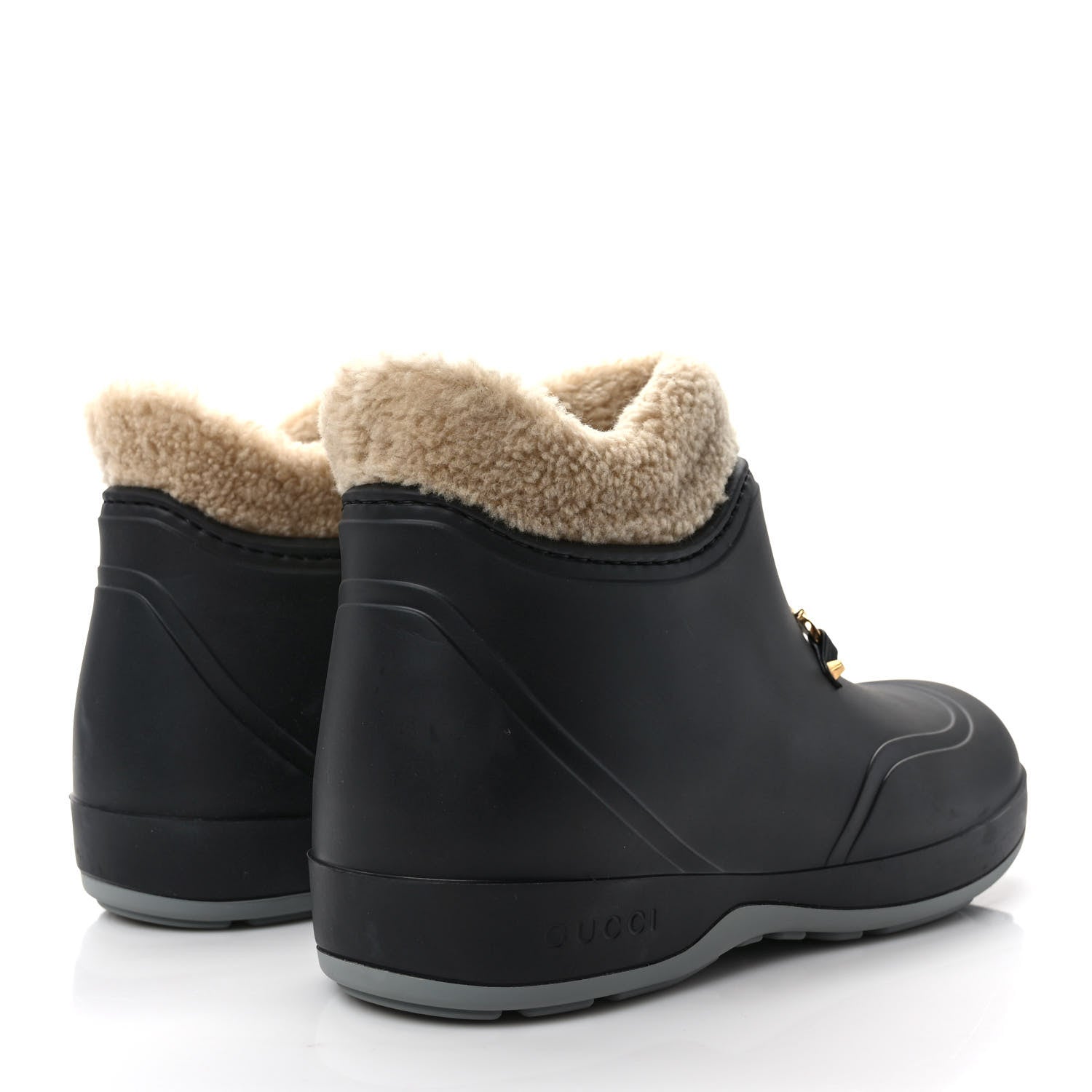 Gucci Rubber Wool Womens Crossy Ankle Boots 41 Black Butterscotch 4 of 8