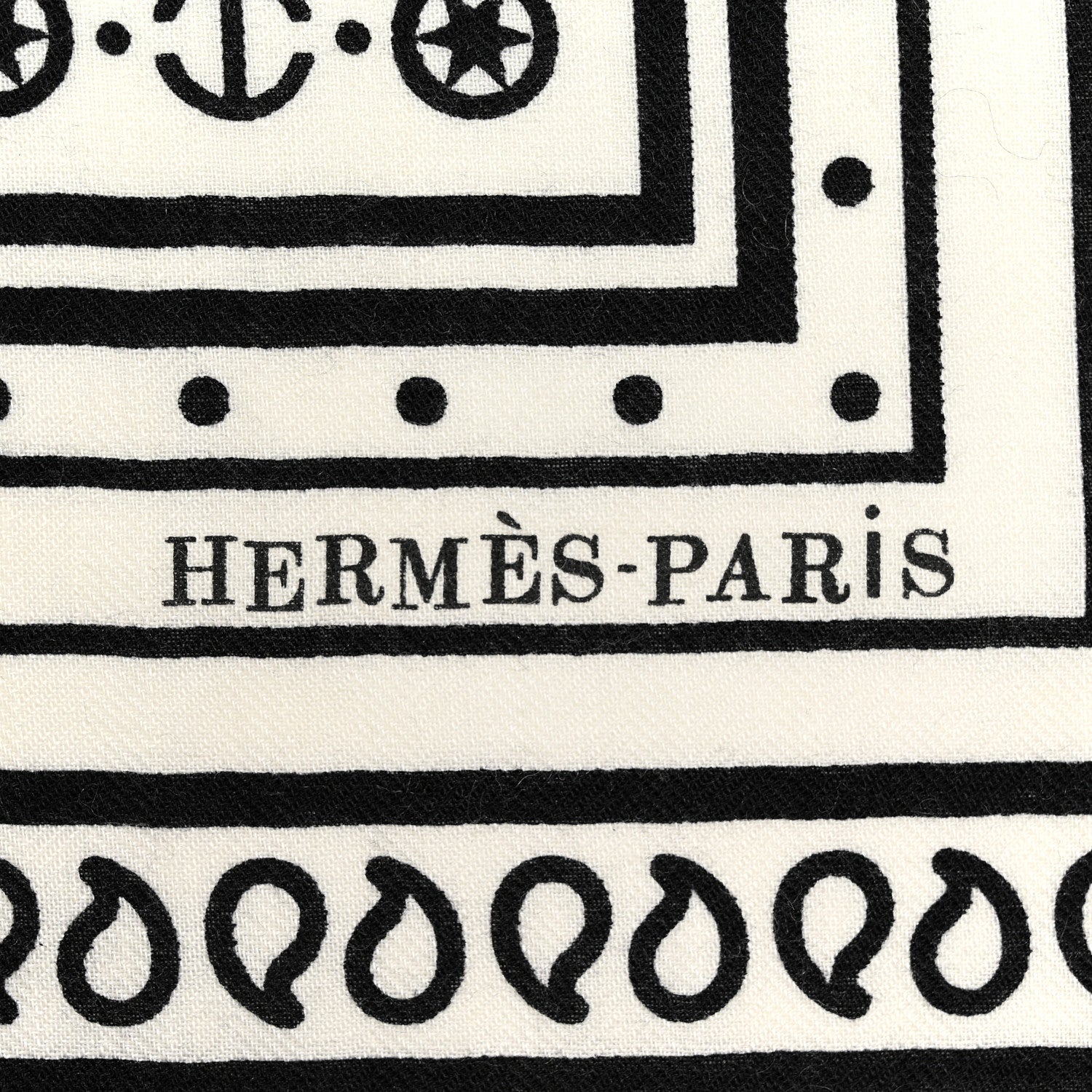 Hermes Cashmere Silk Tatouages Marins Bandana Shawl 140 White Black 2 of 5