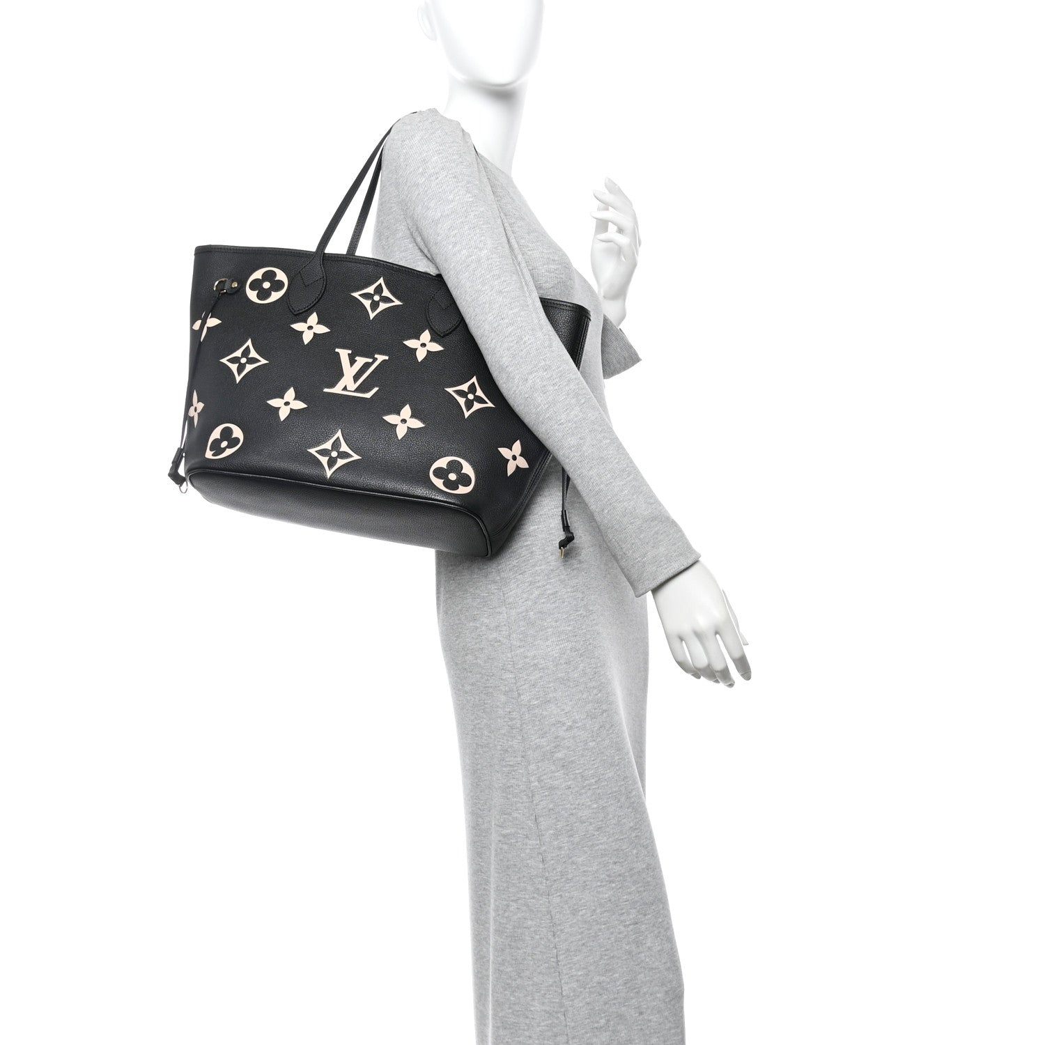 Louis Vuitton Empreinte Monogram Giant Neverfull MM Black Beige 3 of 17