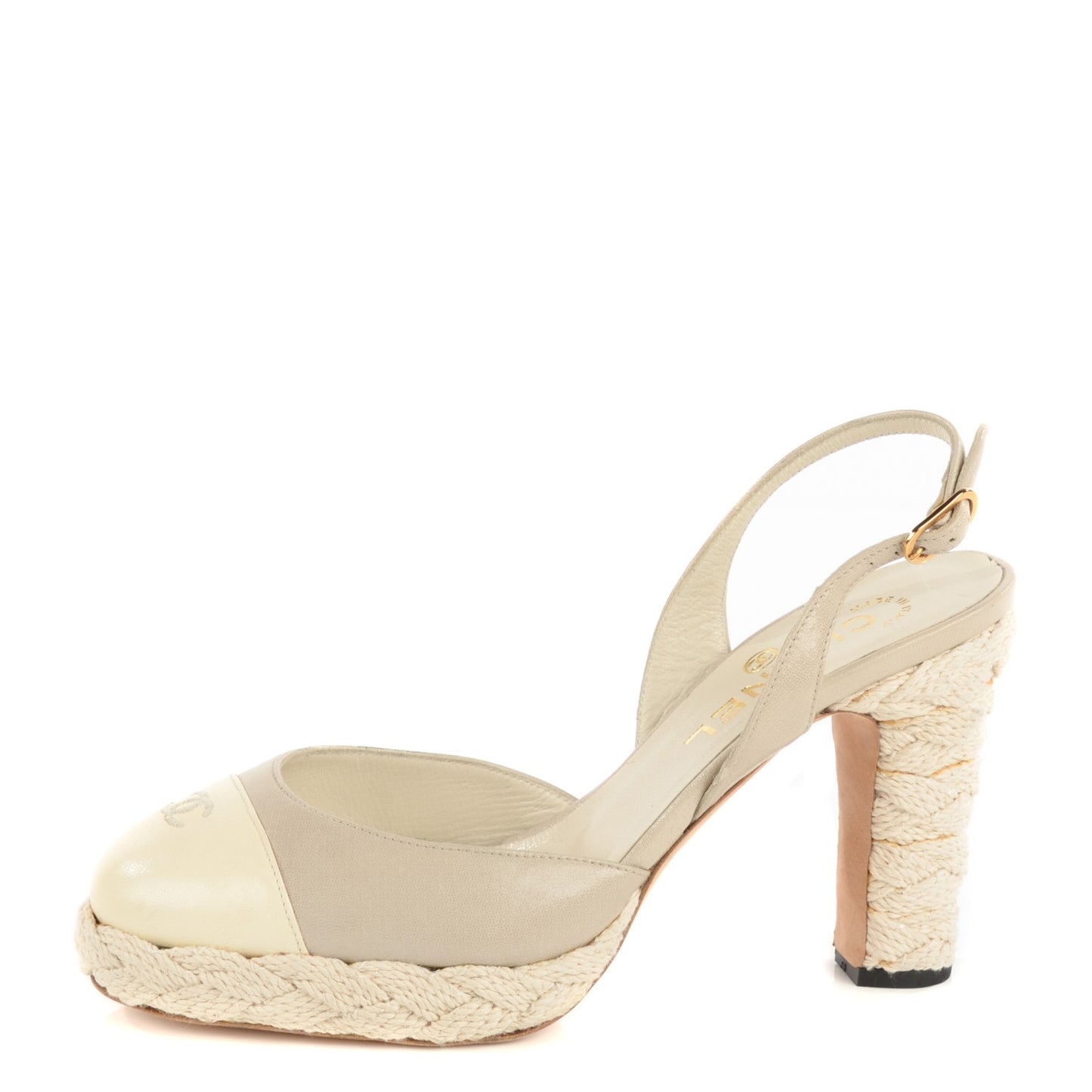 Glazed Lambskin Cap Toe Sling Back Pumps 38 Light Grey
