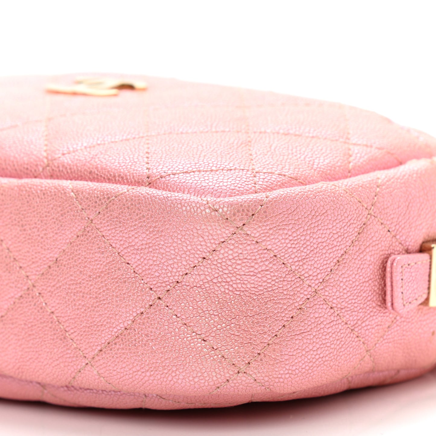 Iridescent Caviar Quilted Small Timeless Camera Case Pink