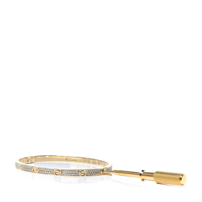 Cartier 18K Yellow Gold Diamond Small LOVE Paved Bracelet 15 5 of 6