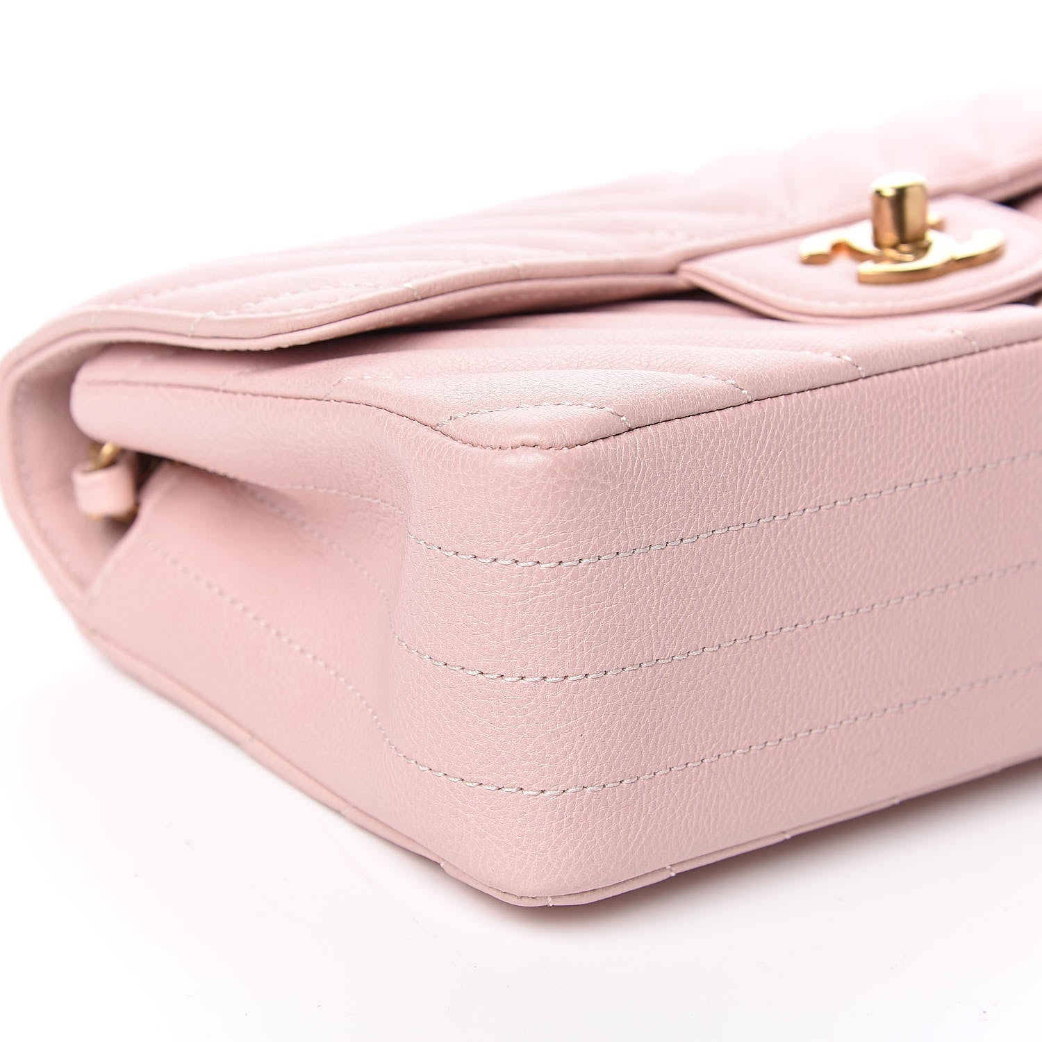 Chanel Calfskin Chevron Quilted Mini Rectangular Flap Light Pink 8 of 12