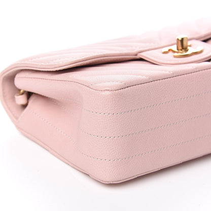 Chanel Calfskin Chevron Quilted Mini Rectangular Flap Light Pink 8 of 12