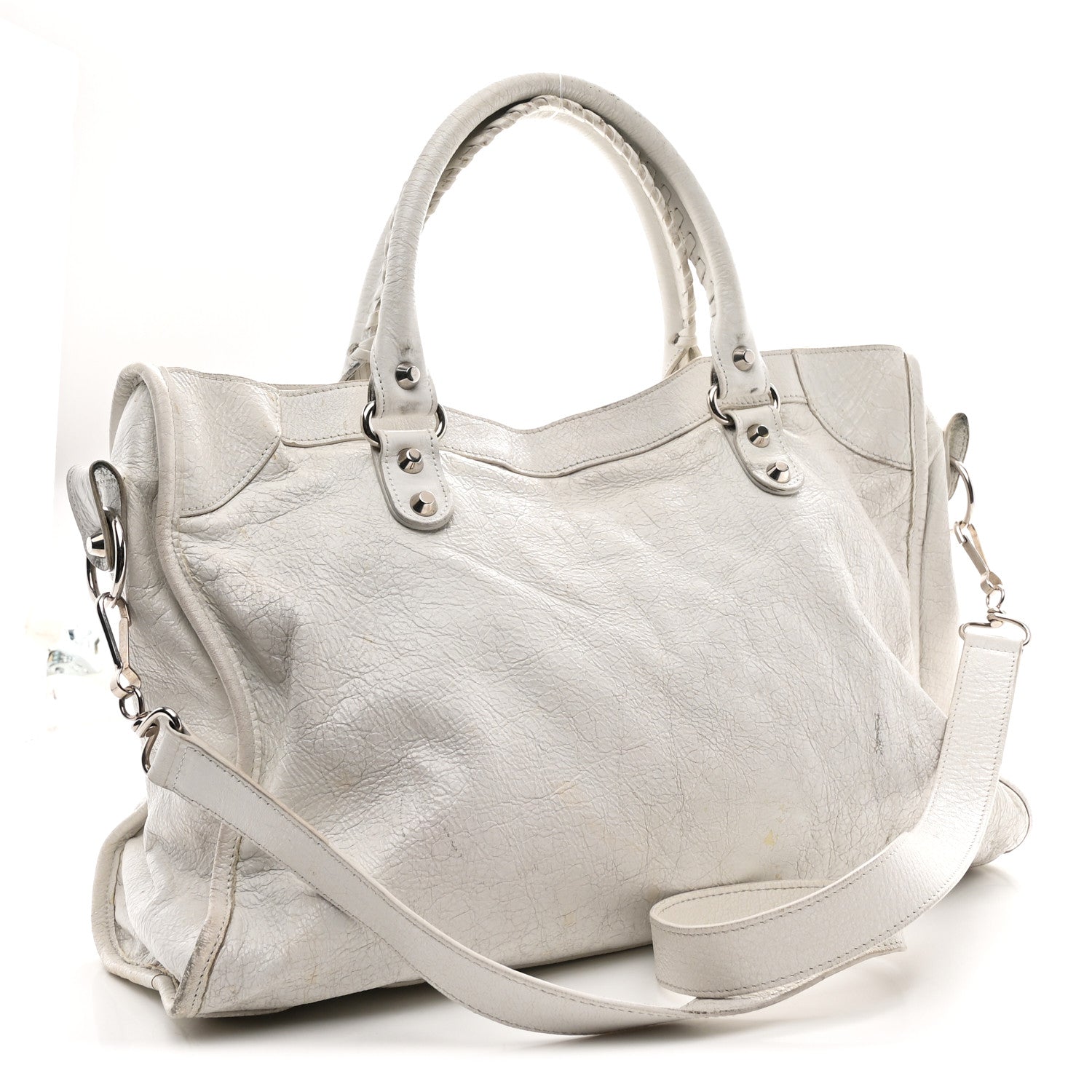 Balenciaga Agneau Arena Silver Hardware Medium Le City Optic White 3 of 13