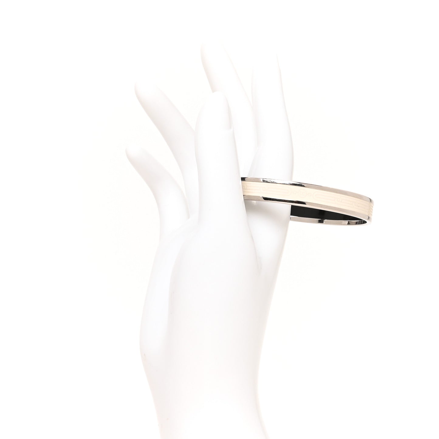 Enamel Printed Narrow Sellier Bracelet 65 White