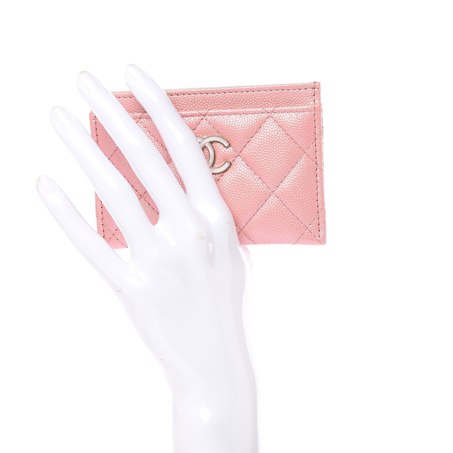 Chanel Iridescent Caviar Quilted Card Holder Pink 2 of 9