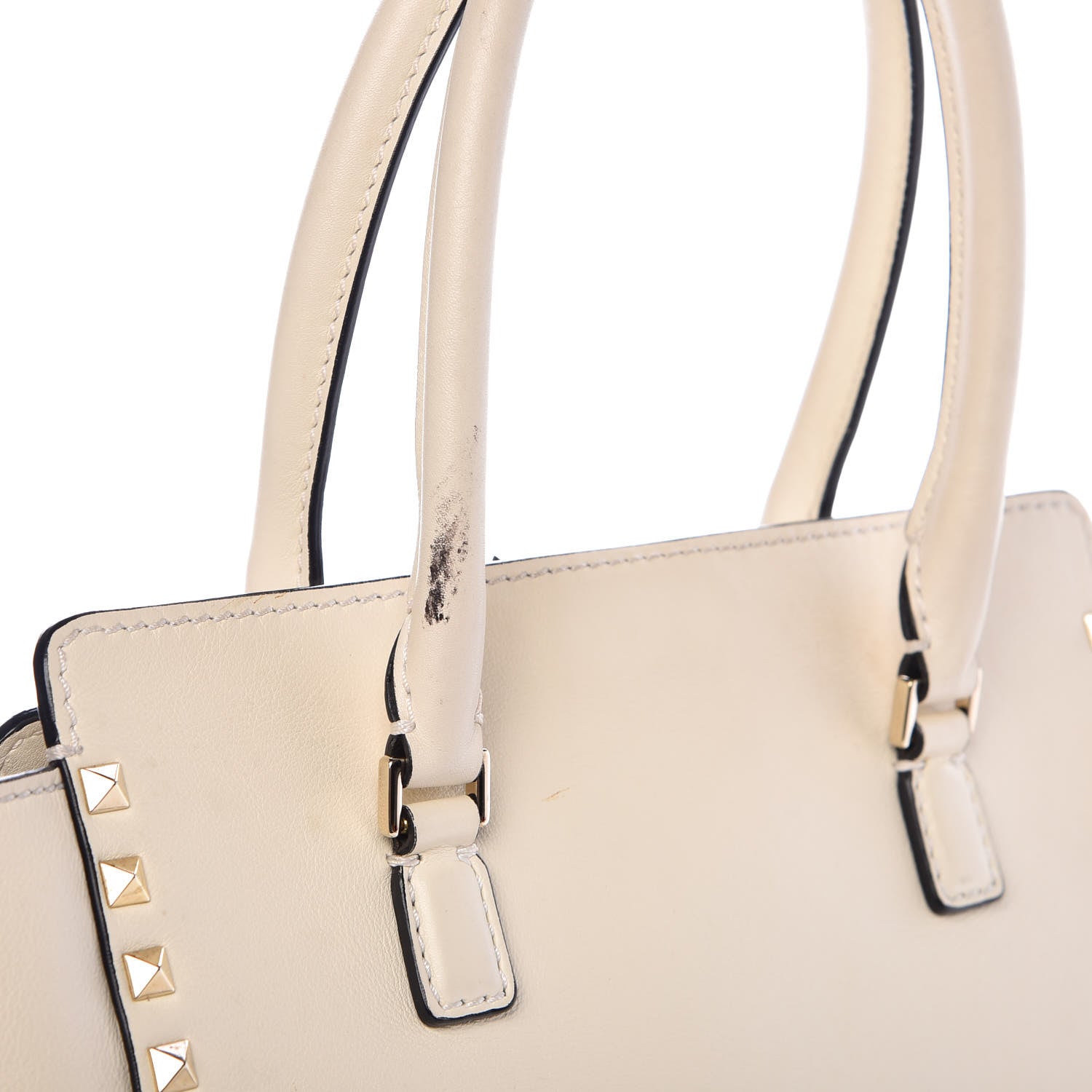 Valentino Garavani Vitello Rockstud Double Handle Tote Ivory 14 of 14