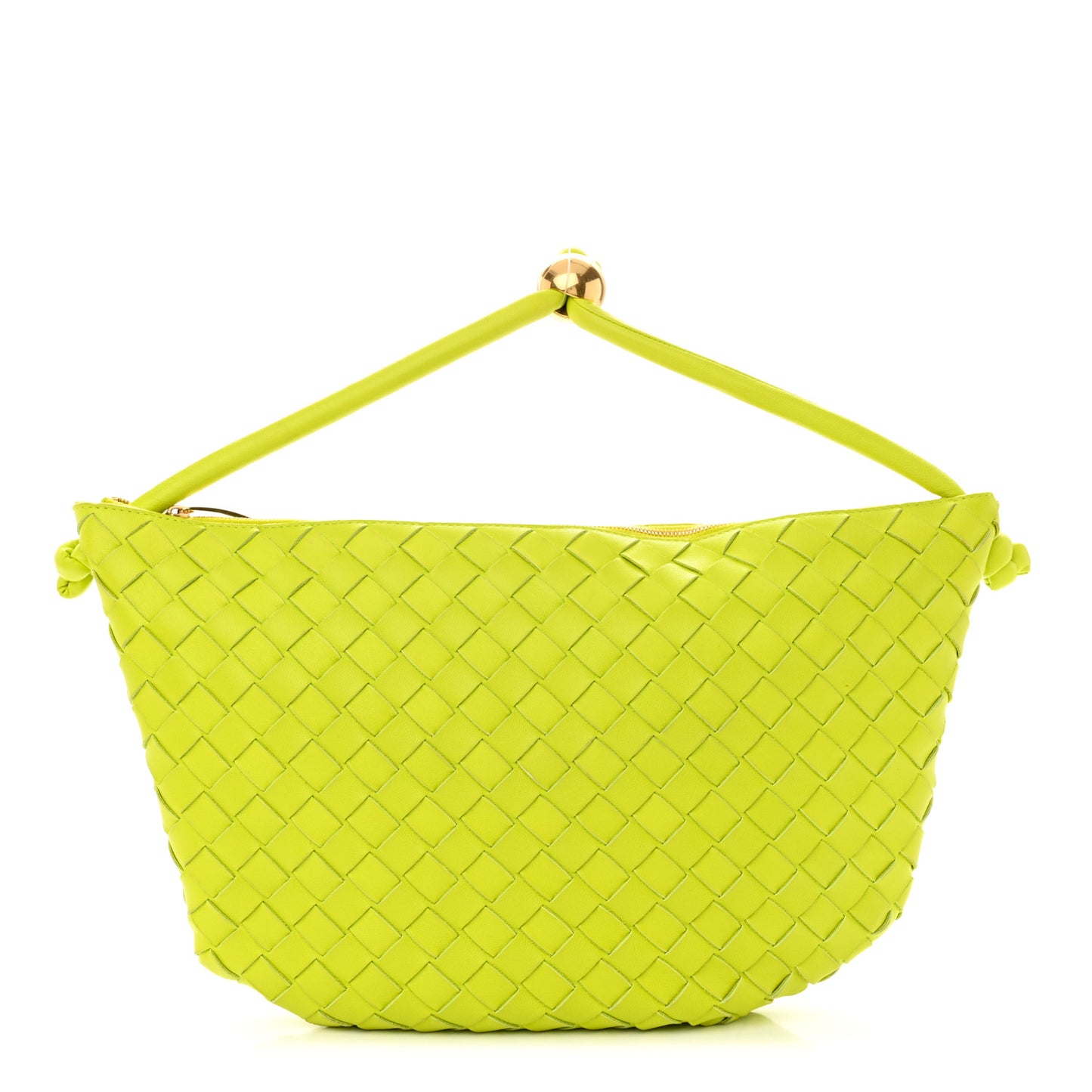 Nappa Intrecciato Small Turn Pouch Acid Kiwi