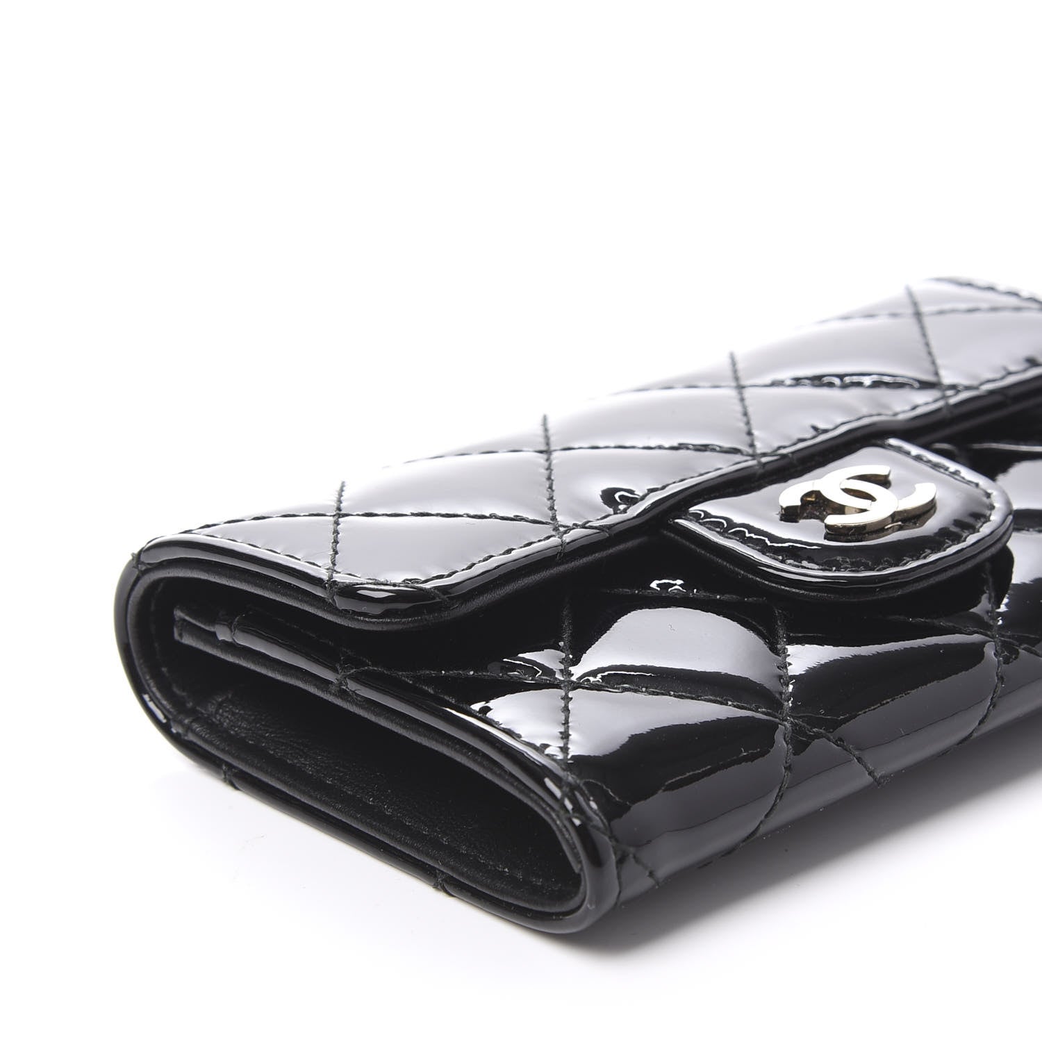 Chanel Patent Quilted Flap Card Holder Wallet Black 9 of 11
