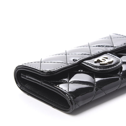 Chanel Patent Quilted Flap Card Holder Wallet Black 9 of 11