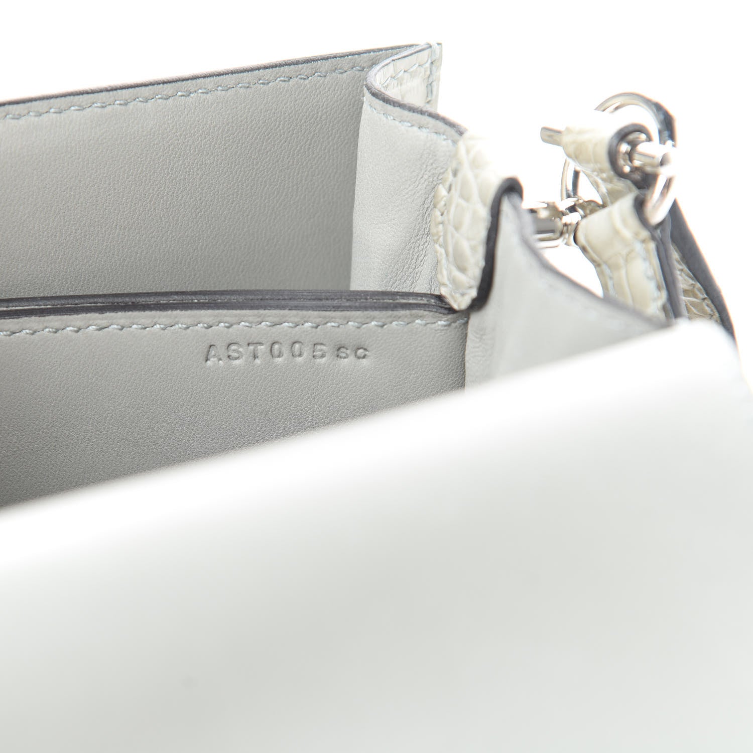 Hermes Matte Alligator Lizard Mini Sac Roulis Ombre Gris Perle 9 of 17