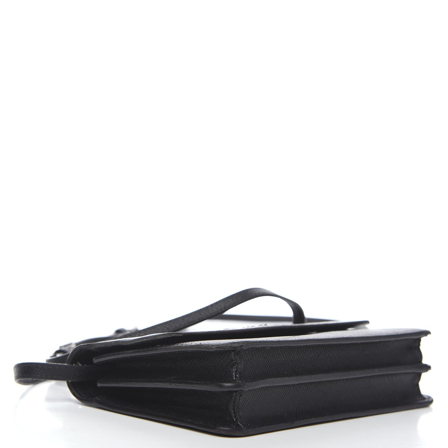 Prada Saffiano Metal Flap Wallet With Strap Black 3 of 14