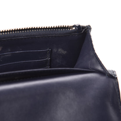 Saint Laurent Calfskin Crocodile Embossed Monogram Sunset Chain Wallet Navy 9 of 13