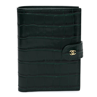 Chanel Calfskin Crocodile Embossed Crococo Passport Holder Emerald 1 of 8