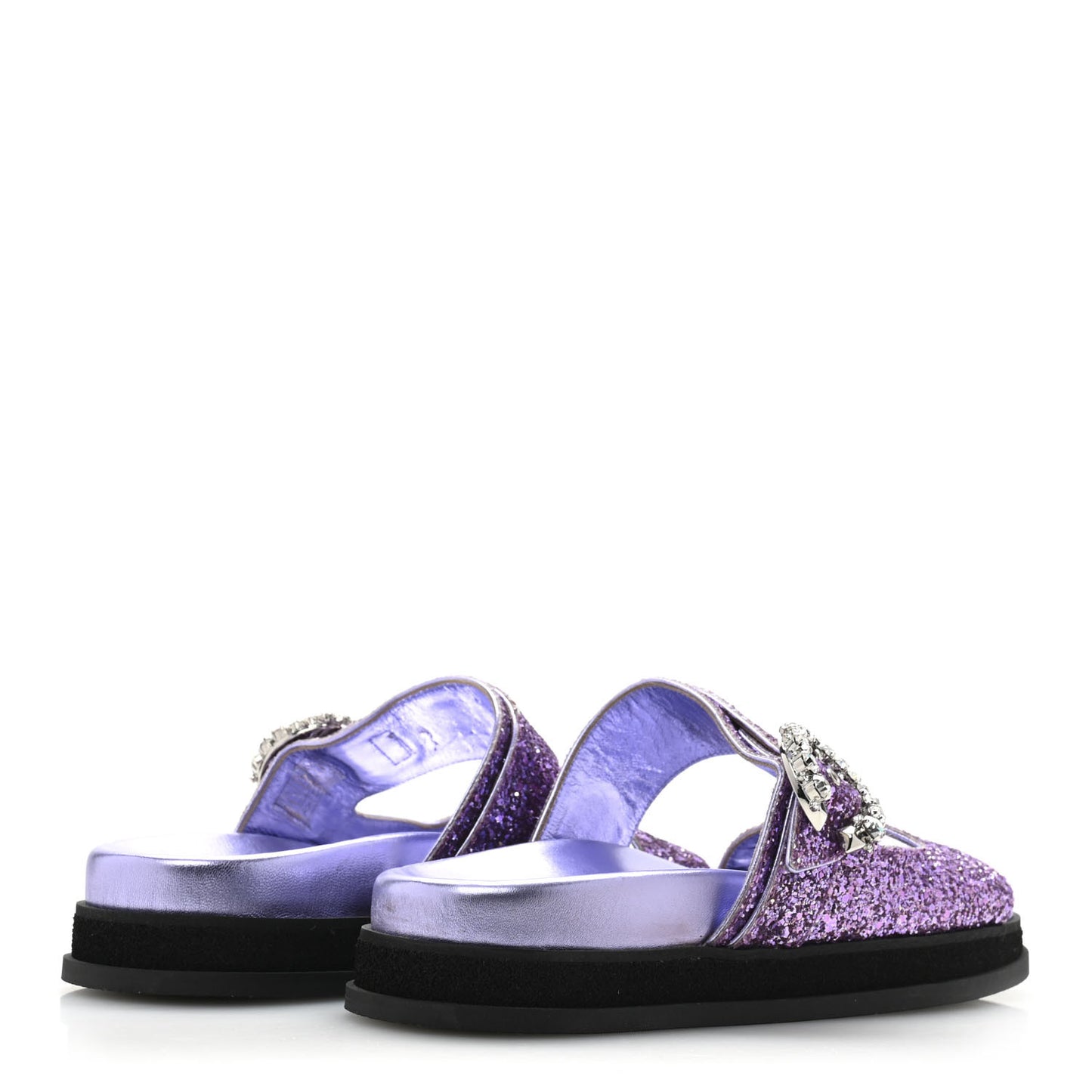 Glitter Crystal Embellished Marga Slide Sandals 39 Purple