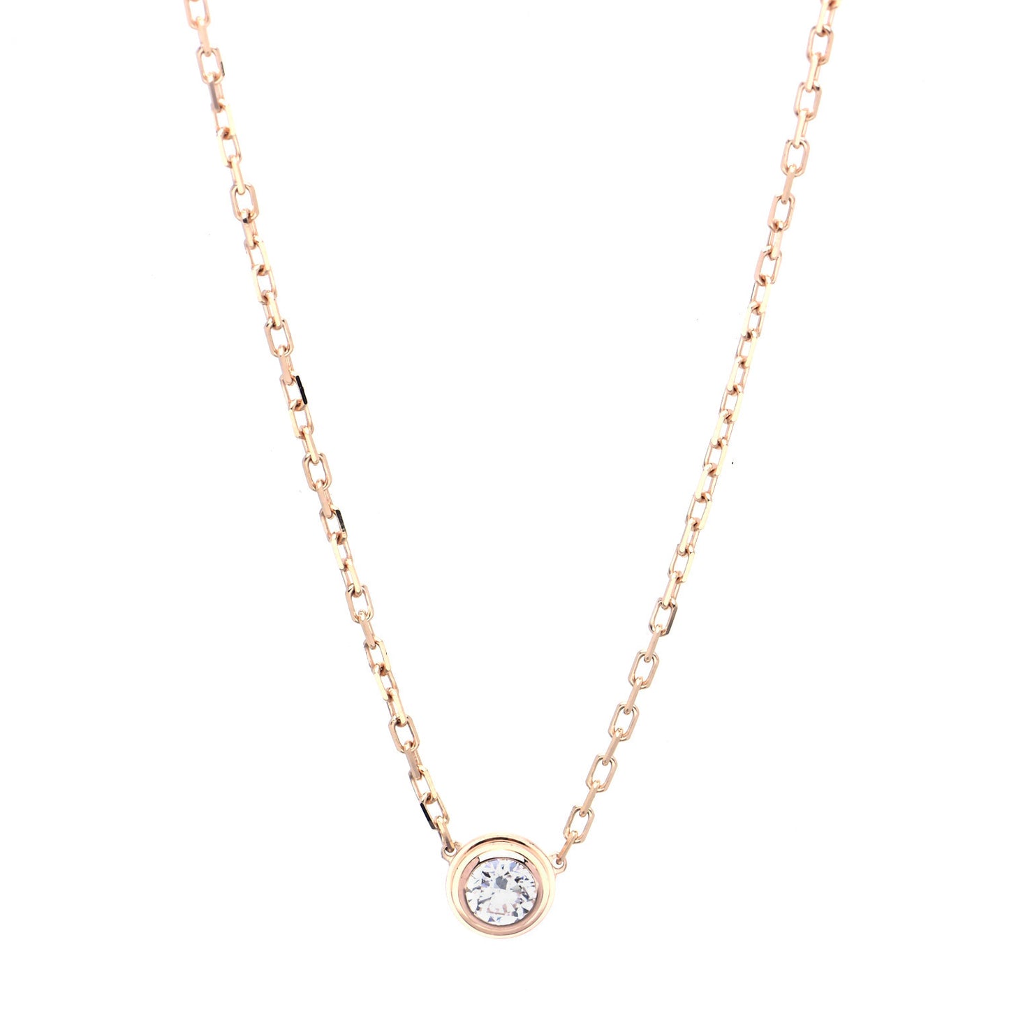 18K Pink Gold Diamond LM D'Amour Pendant Necklace