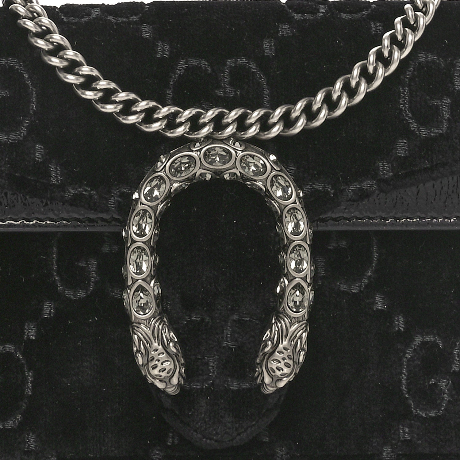 Gucci Velvet GG Monogram Super Mini Dionysus Shoulder Bag Black 7 of 9