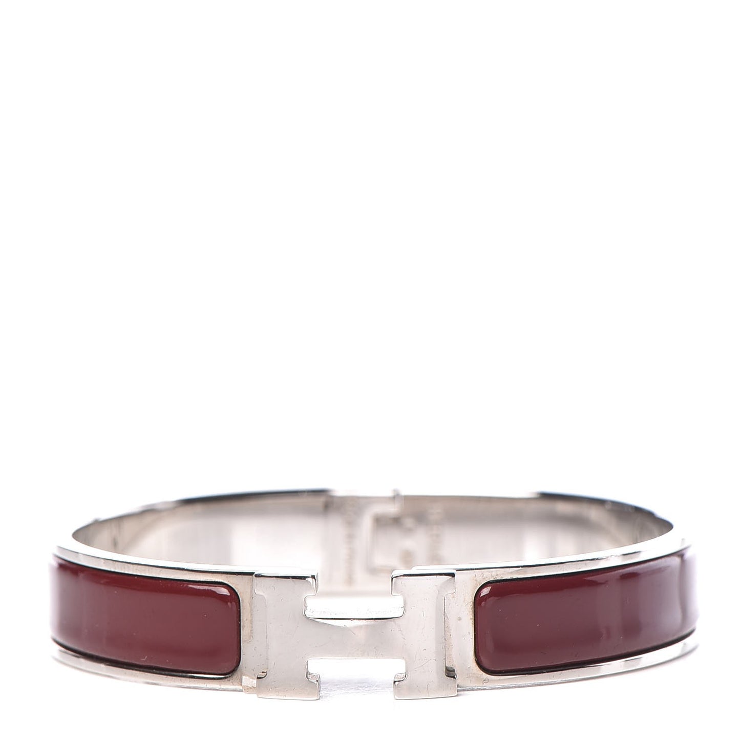 Enamel Narrow Clic Clac H Bracelet PM Burgundy
