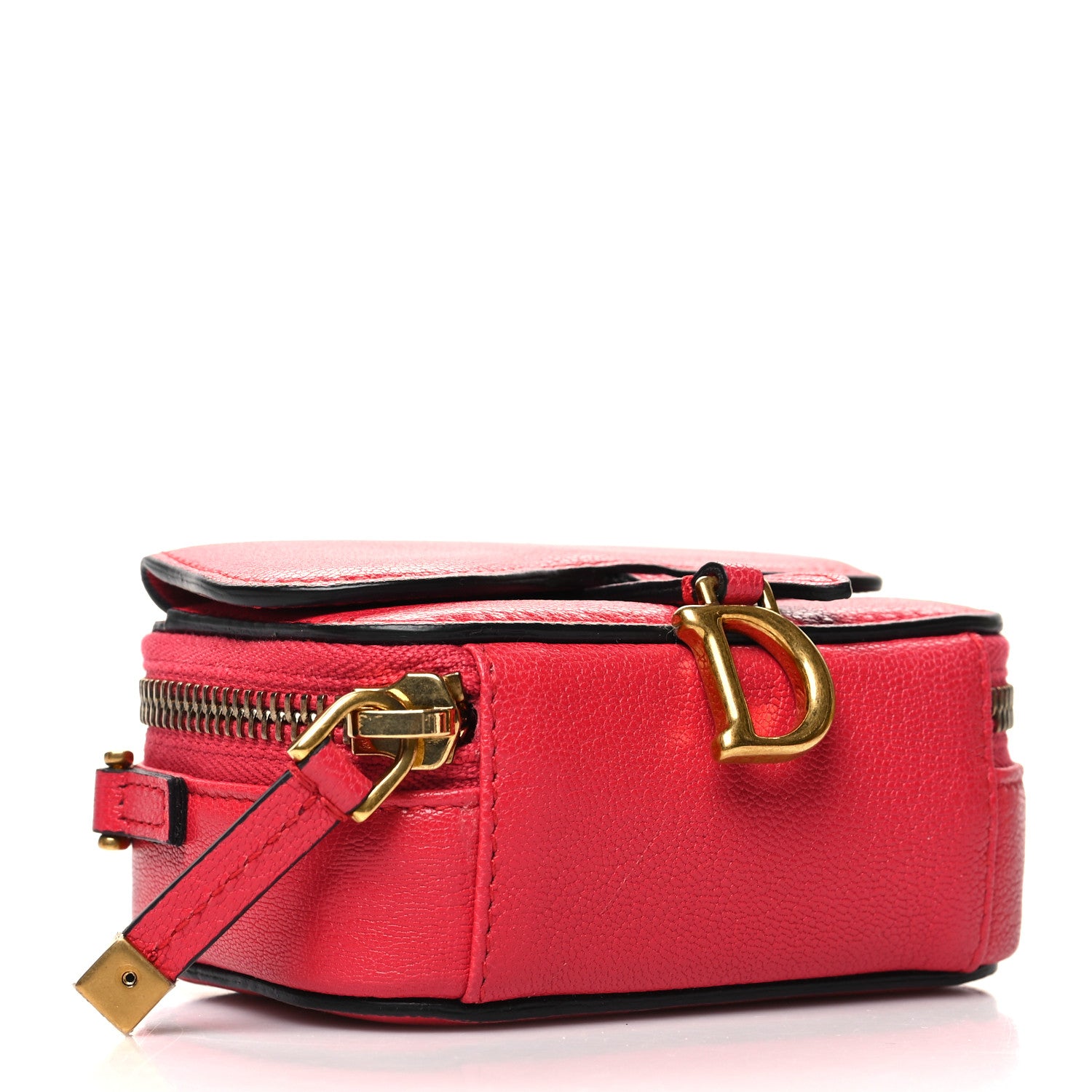 Christian Dior Goatskin Mini Saddle Shoulder Strap Pouch Red 4 of 9