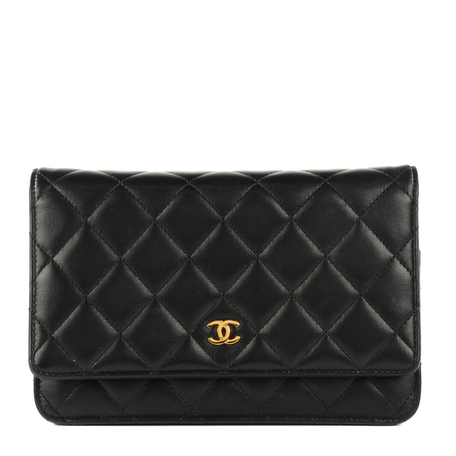 Chanel Lambskin Quilted Wallet On Chain WOC Black 1 of 8