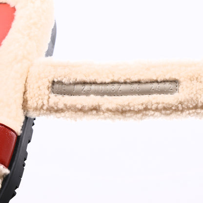 Hermes Glazed Nappa Woolskin Womens Chypre Sandals 36 Rouge Sanguine Ecru 9 of 9