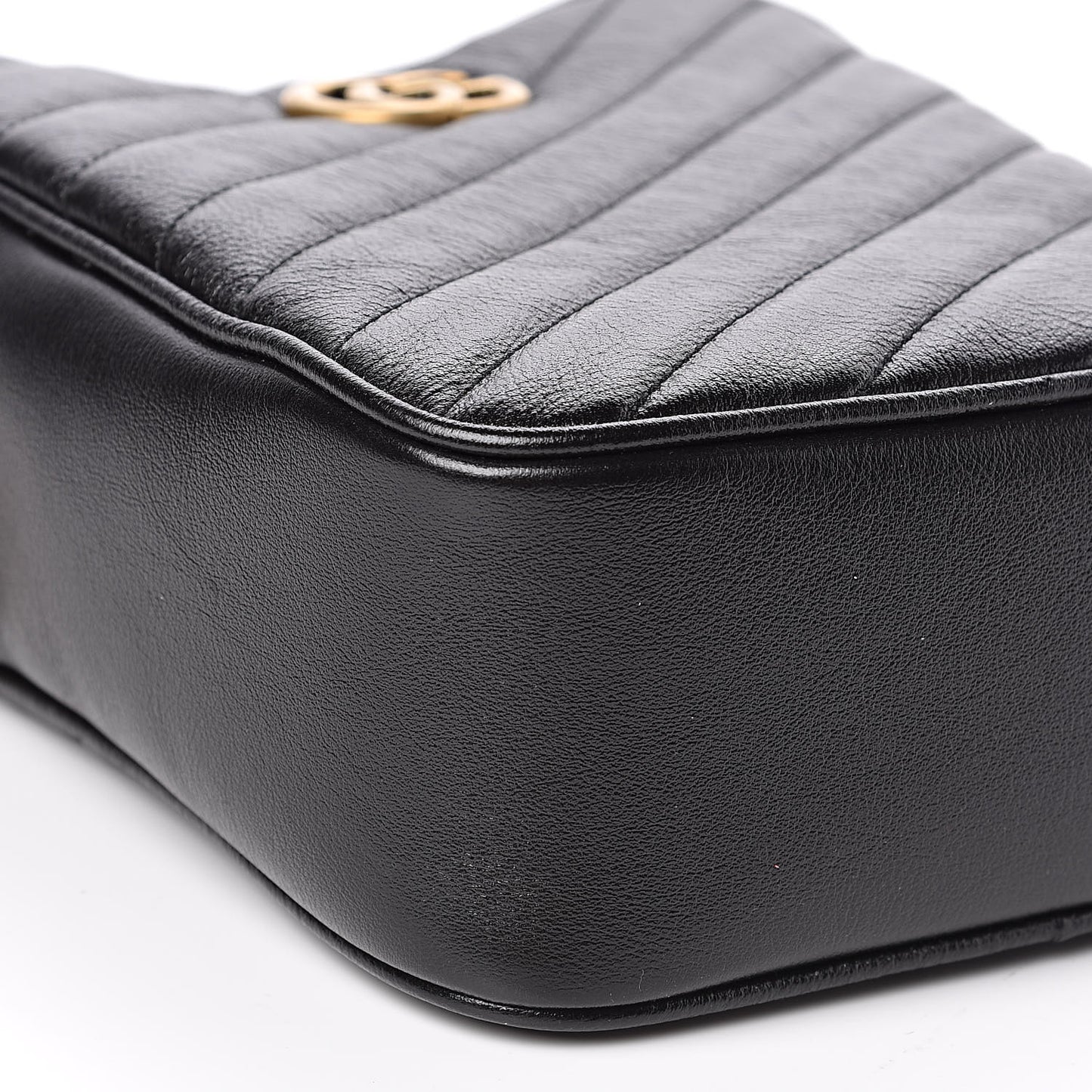 Azalea Calfskin Matelasse Diagonal Tall GG Marmont Crossbody Bag Black