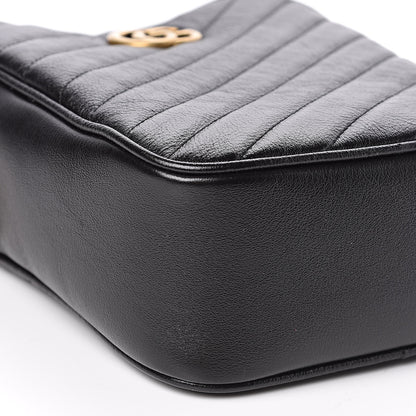 Gucci Azalea Calfskin Matelasse Diagonal Tall GG Marmont Crossbody Bag Black 9 of 11