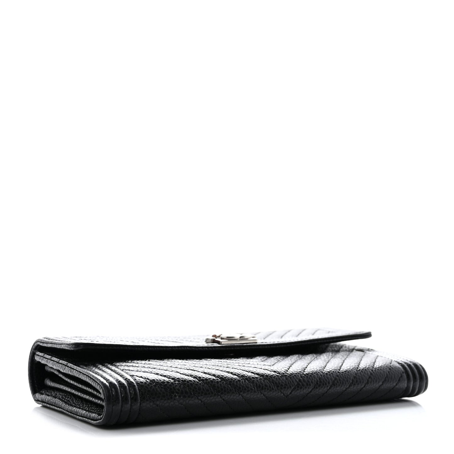 Caviar Chevron Quilted Boy Flap Wallet Black