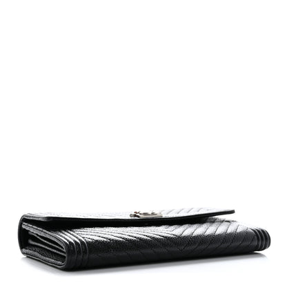 Chanel Caviar Chevron Quilted Boy Flap Wallet Black 4 of 9