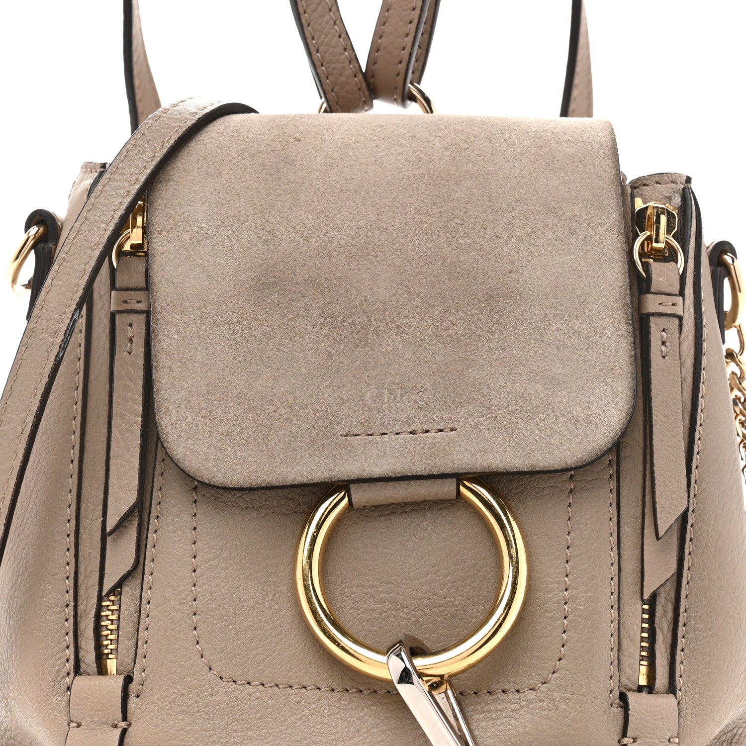 Chloe Suede Calfskin Mini Faye Backpack Motty Grey 8 of 13