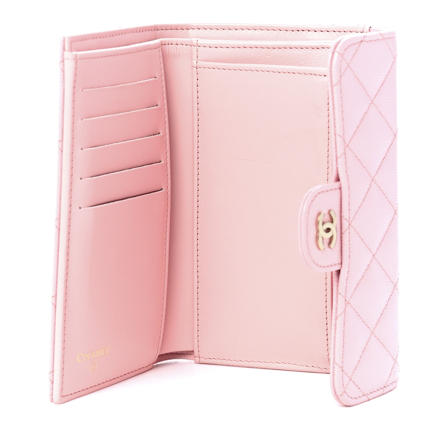Caviar Quilted Medium Flap Wallet Pink