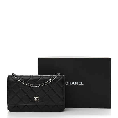 Chanel Lambskin Quilted Wallet On Chain WOC Black 14 of 14