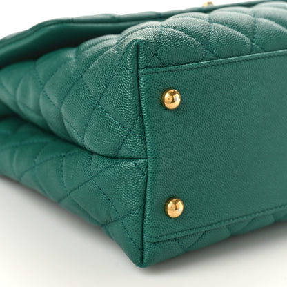 Chanel Caviar Quilted Medium Coco Handle Flap Green 8 of 10