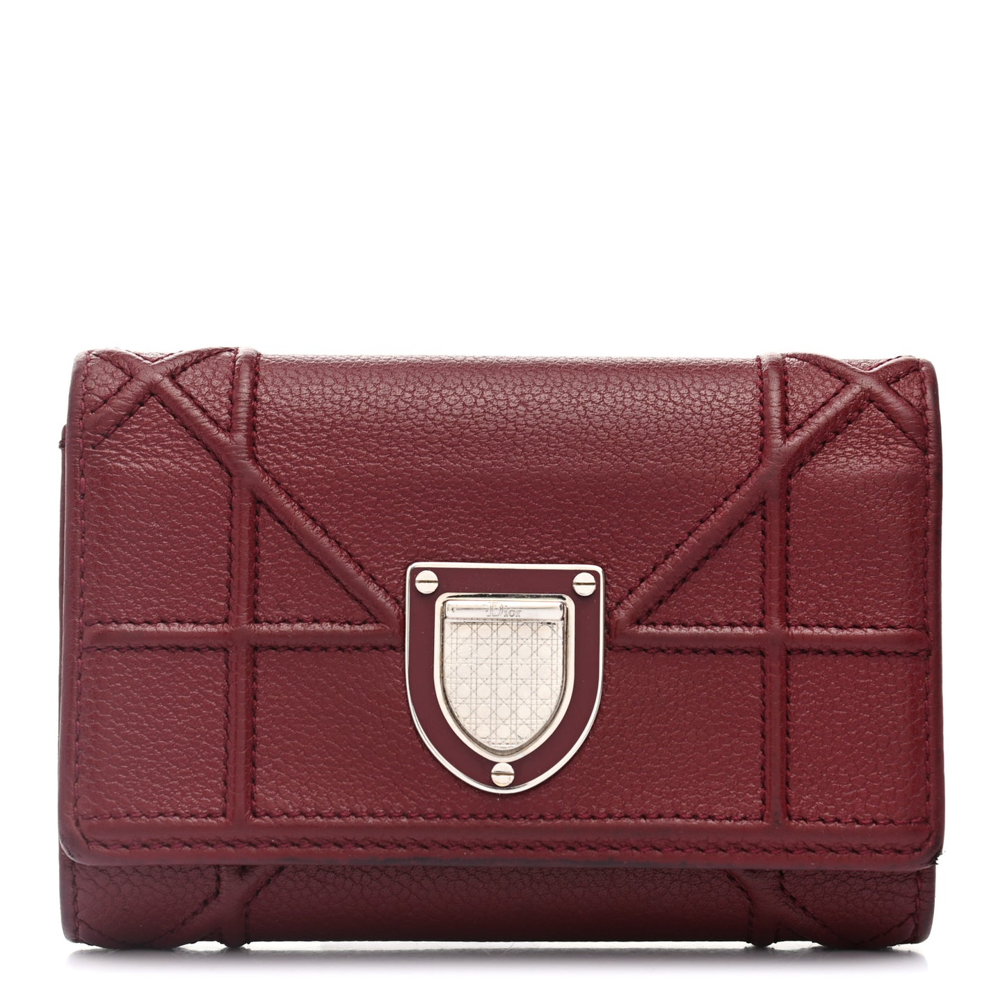 Grained Calfskin Cannage Diorama Elancee Wallet Burgundy