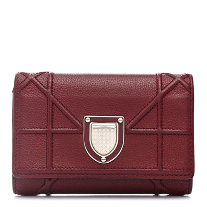 Christian Dior Grained Calfskin Cannage Diorama Elancee Wallet Burgundy 1 of 9